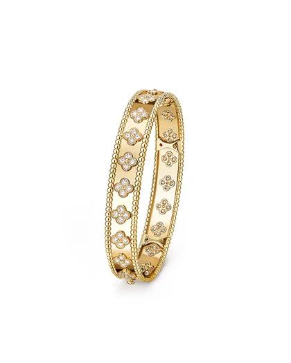 DIAMOND BEADED CLOVER BANGLE